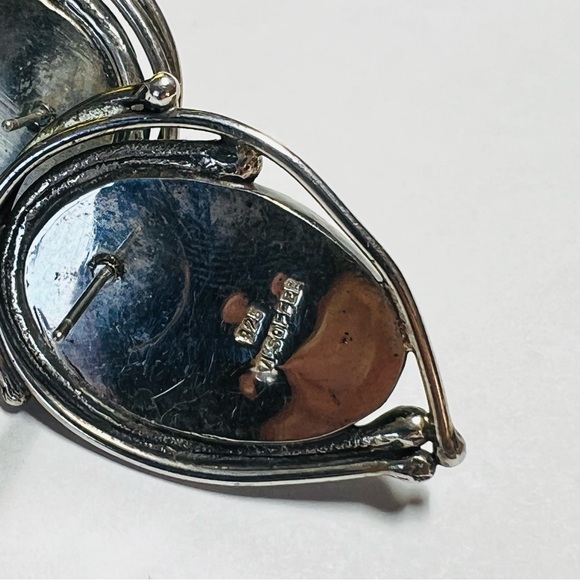 Vintage Sterling Silver and Peacock Mabe Pearl  Post earrings -Rare  Avi Soffer - Picture 4 of 14